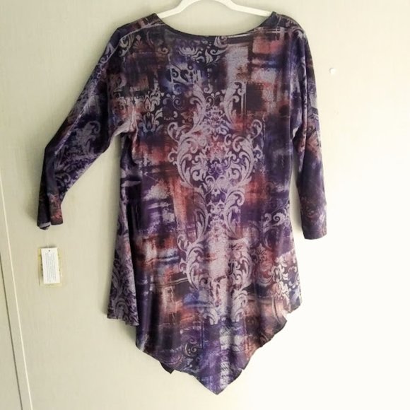 TUNIC STYLE*WOMEN L*MULTICOLOR PURPLES*ENERGY WORLD WEAR - Picture 2 of 8